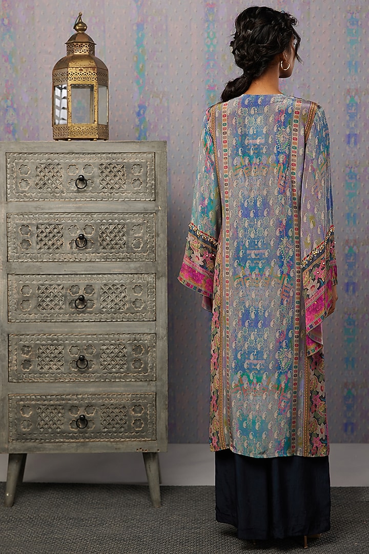 Navy Blue Embroidered Kurta Set by Soup by Sougat Paul at Pernia's Pop Up Shop