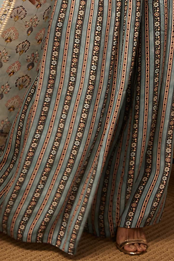 Blue Embroidered Jacket Set by Soup by Sougat Paul at Pernia's Pop Up Shop