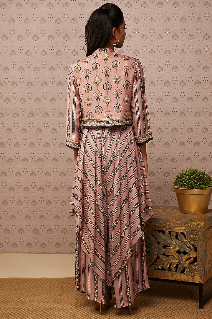 Pink Printed Jumpsuit With Jacket by Soup by Sougat Paul at Pernia's Pop Up Shop