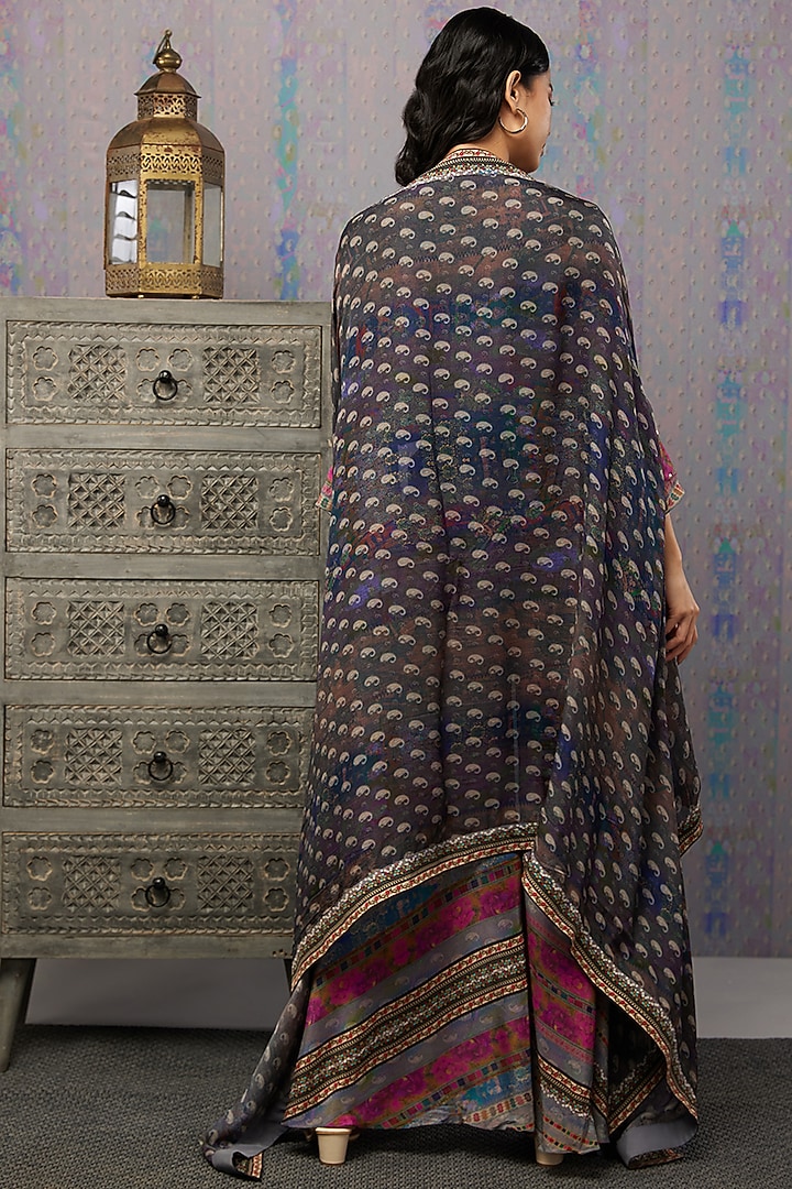 Multi-Coloured Chiffon Printed Jacket Set by Soup by Sougat Paul at Pernia's Pop Up Shop