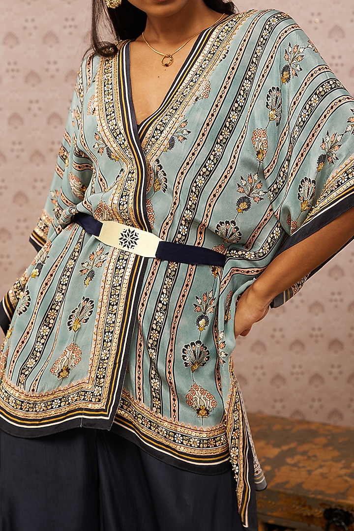 Blue Embroidered Kaftan Set by Soup by Sougat Paul at Pernia's Pop Up Shop
