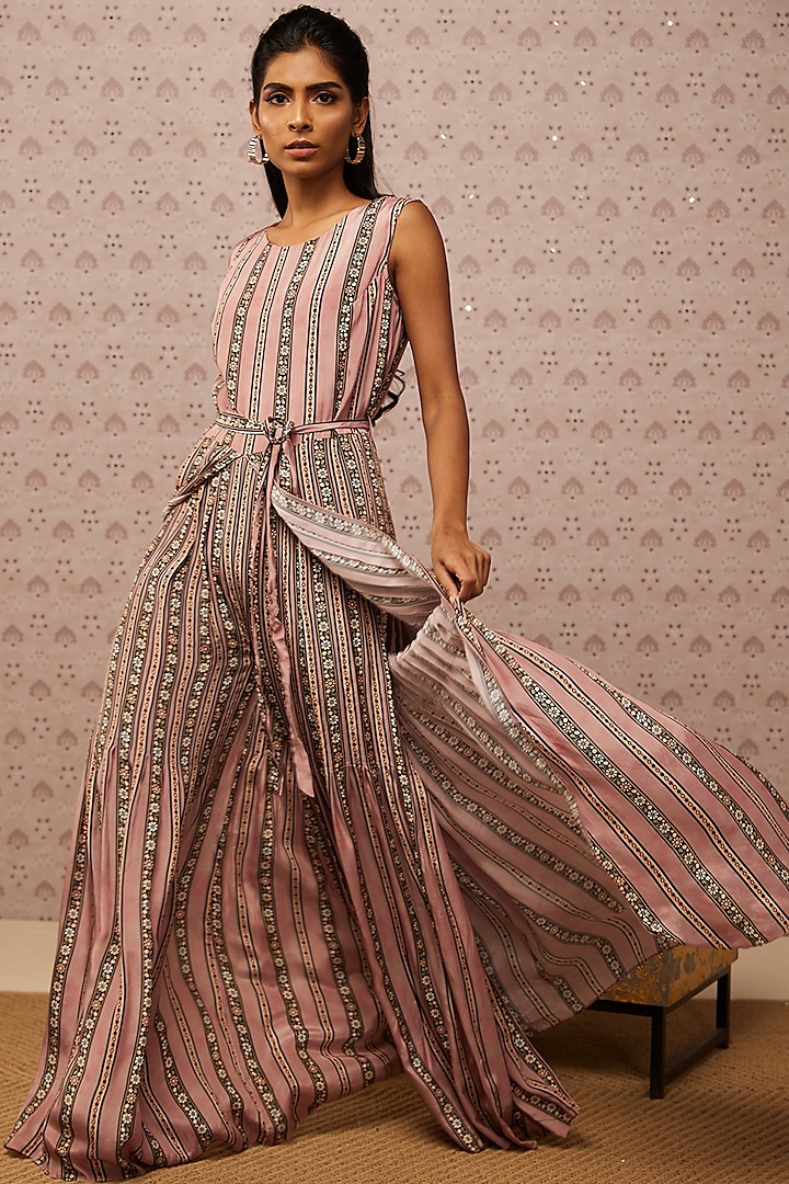 Pink Crepe Jumpsuit With Jacket by Soup by Sougat Paul at Pernia's Pop Up Shop