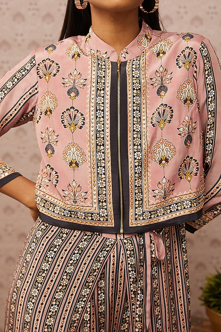 Pink Crepe Jumpsuit With Jacket by Soup by Sougat Paul at Pernia's Pop Up Shop