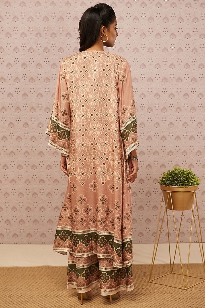 Peach Printed Jacket Set by Soup by Sougat Paul at Pernia's Pop Up Shop