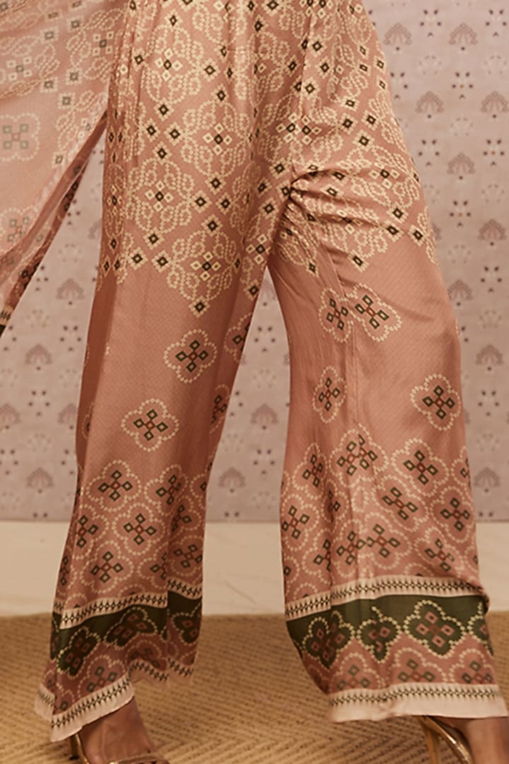 Peach Printed Jacket Set by Soup by Sougat Paul at Pernia's Pop Up Shop