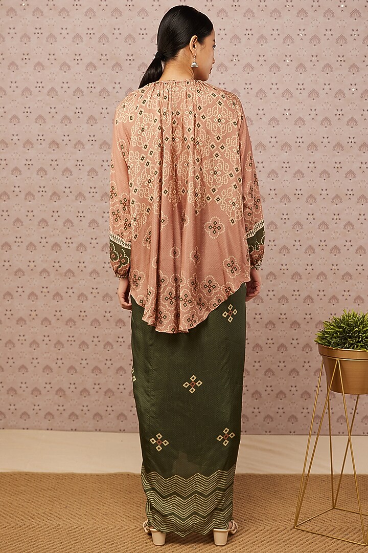 Pink Printed Draped Skirt Set by Soup by Sougat Paul at Pernia's Pop Up Shop