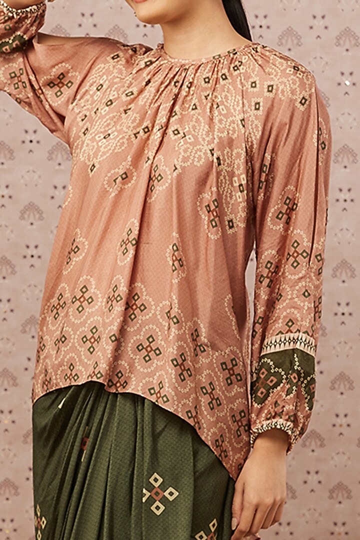Pink Printed Draped Skirt Set by Soup by Sougat Paul at Pernia's Pop Up Shop