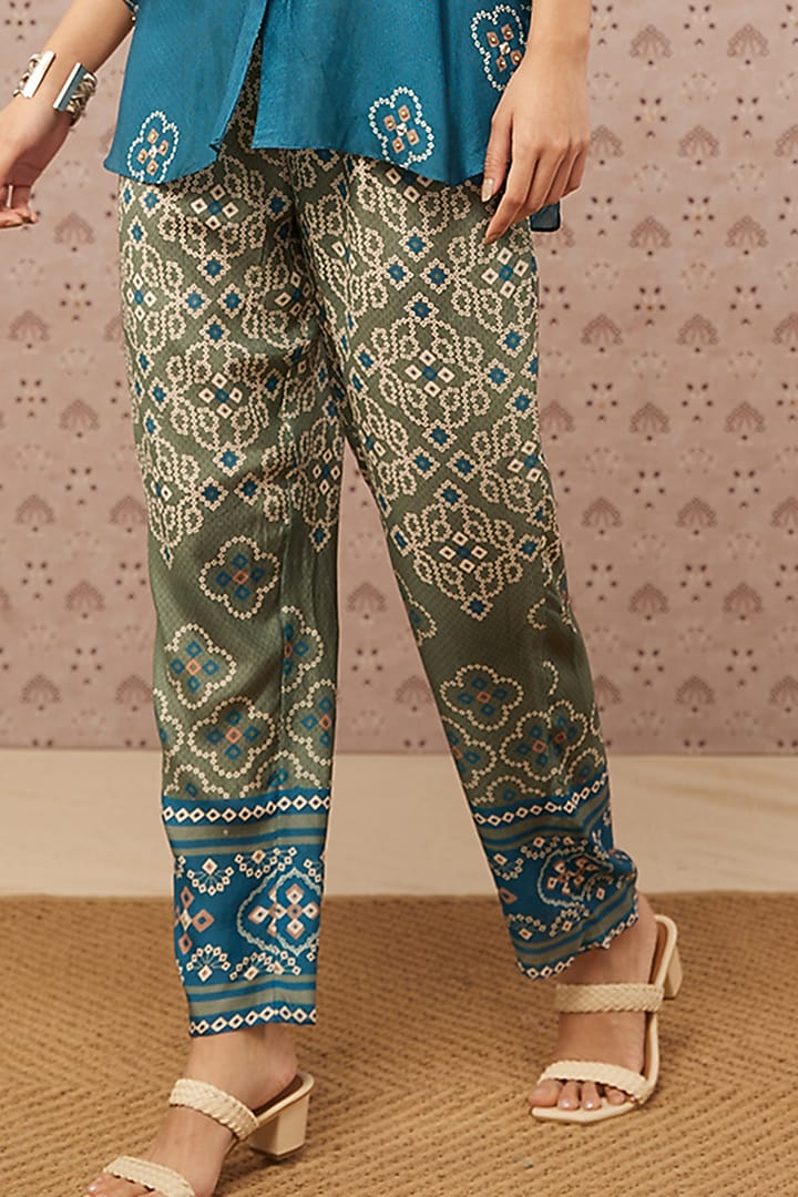 Teal Printed Co-Ord Set by Soup by Sougat Paul at Pernia's Pop Up Shop