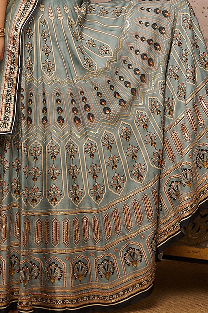 Blue Embroidered Wedding Lehenga Set by Soup by Sougat Paul at Pernia's Pop Up Shop