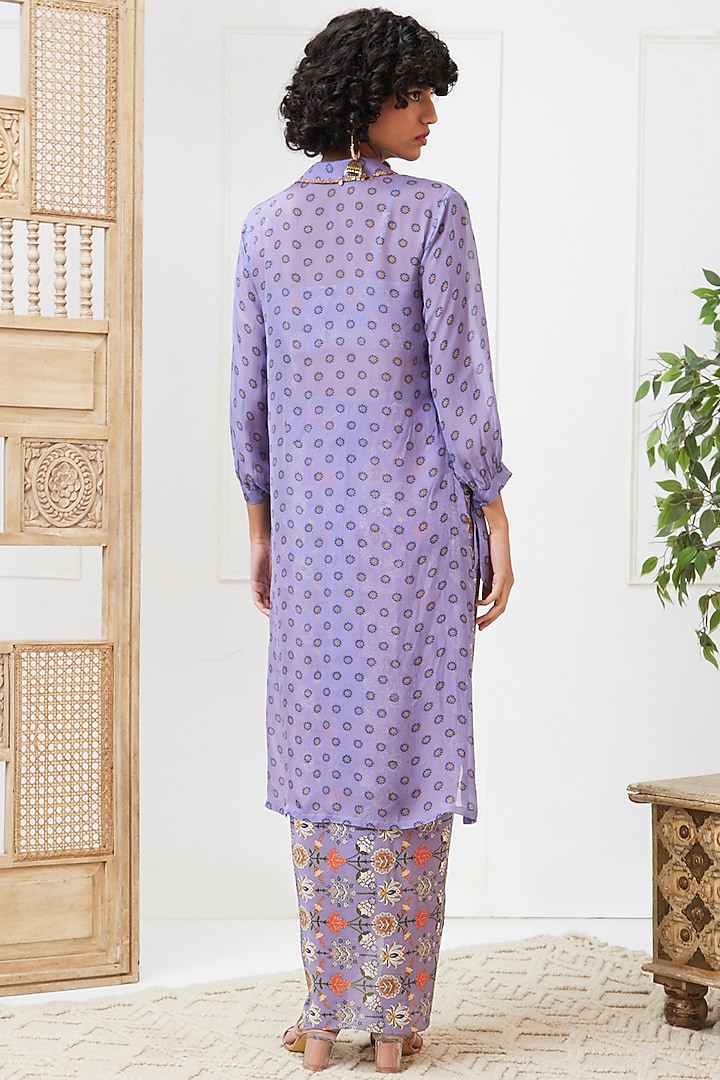 Purple Crepe Draped Skirt Set by Soup by Sougat Paul at Pernia's Pop Up Shop