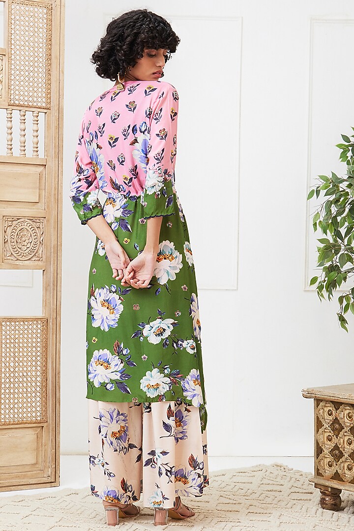 Multi-Colored Cotton Silk Printed Party Wear Sharara Set by Soup by Sougat Paul at Pernia's Pop Up Shop