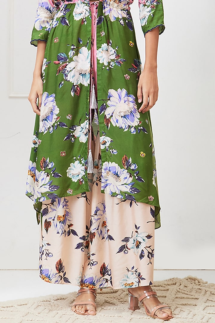 Multi-Colored Cotton Silk Printed Party Wear Sharara Set by Soup by Sougat Paul at Pernia's Pop Up Shop