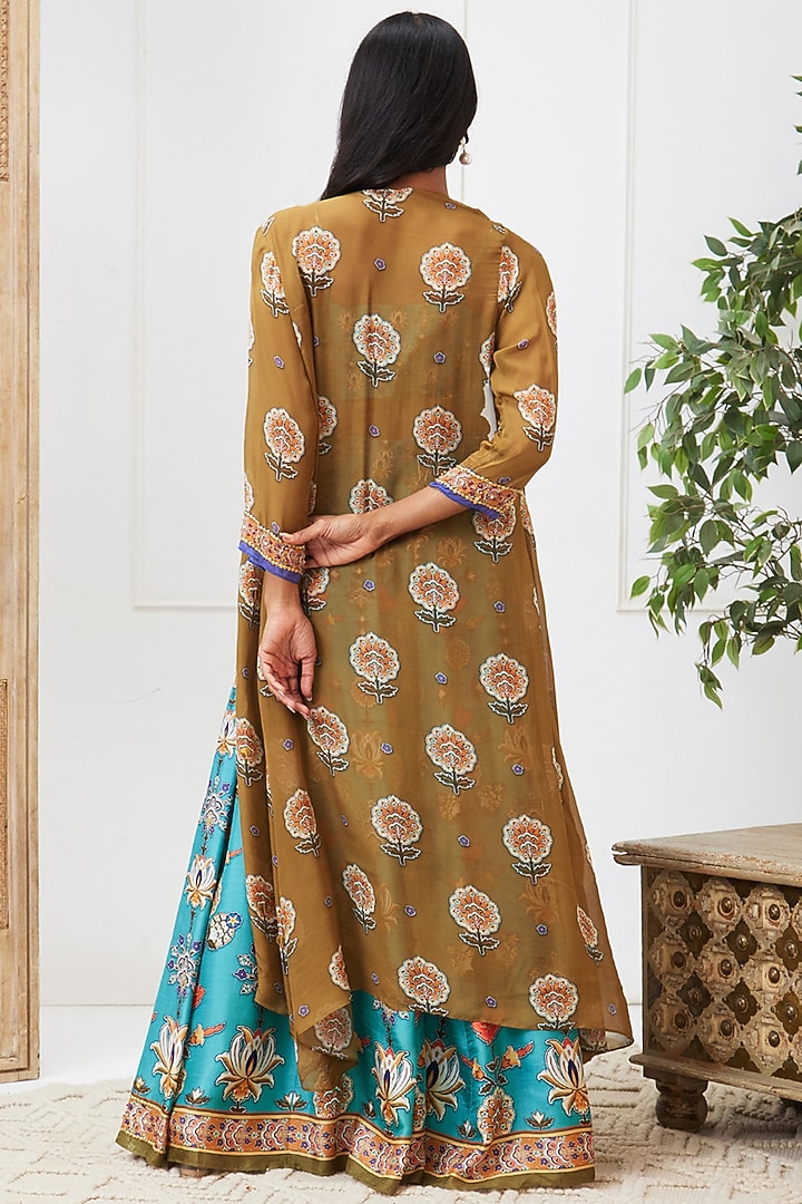 Brown Organza Embroidered Jacket Set by Soup by Sougat Paul at Pernia's Pop Up Shop