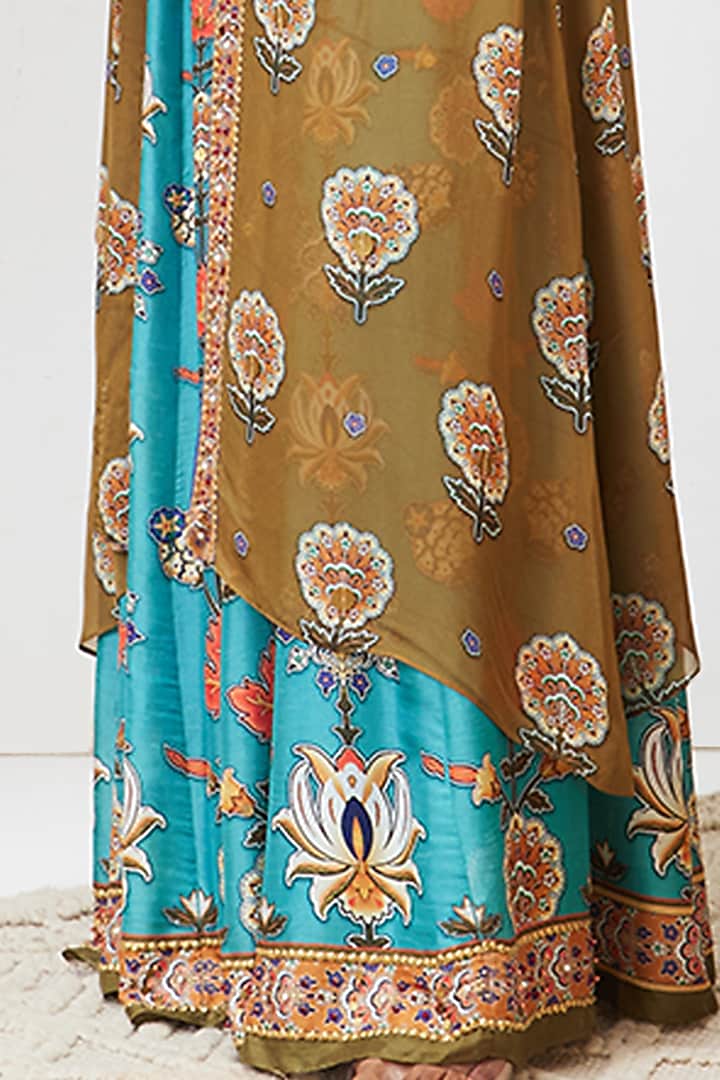 Brown Organza Embroidered Jacket Set by Soup by Sougat Paul at Pernia's Pop Up Shop