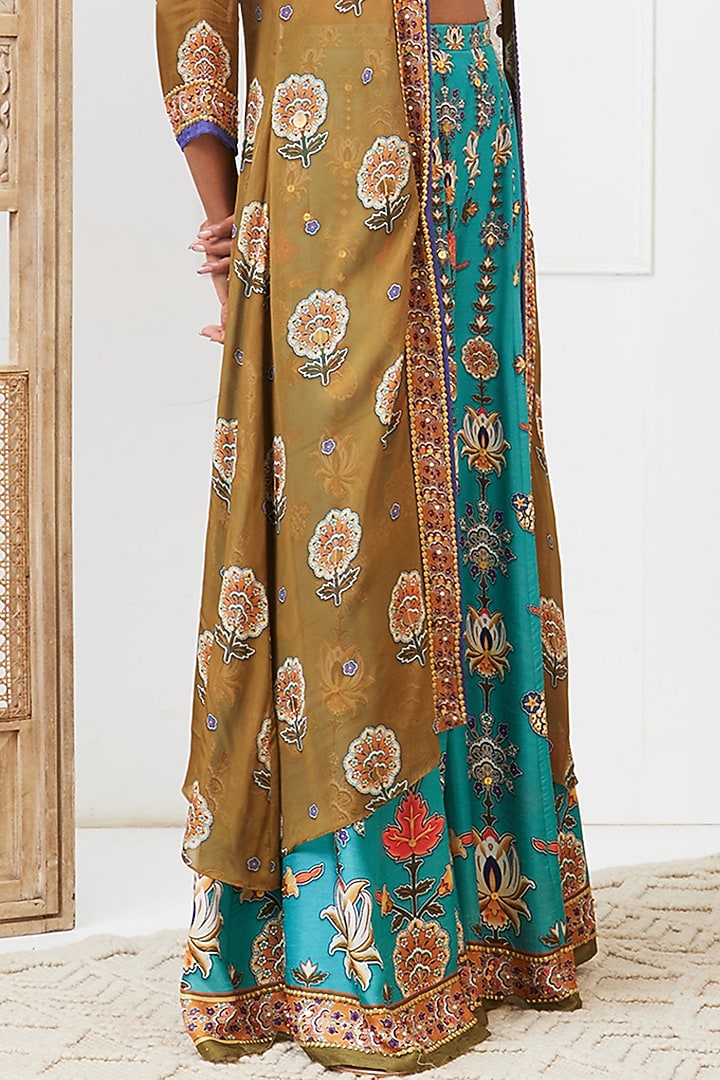 Brown Organza Embroidered Jacket Set by Soup by Sougat Paul at Pernia's Pop Up Shop