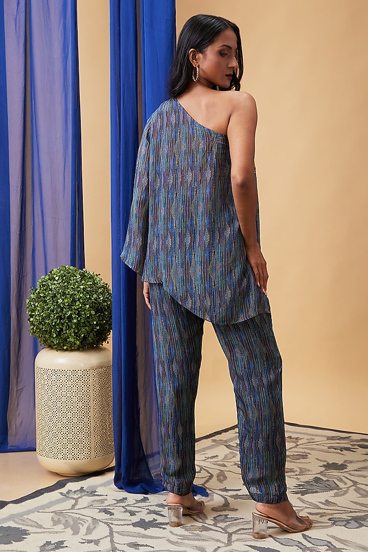Blue Silk Co-Ord Set by Soup by Sougat Paul at Pernia's Pop Up Shop