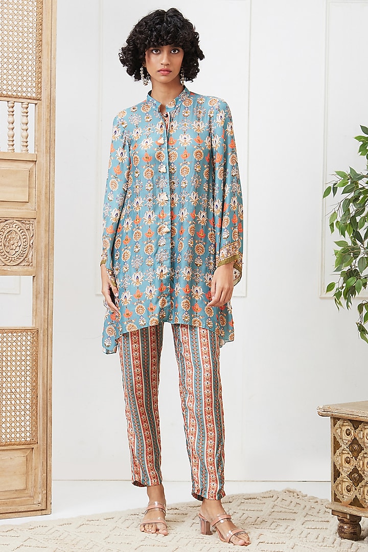 Green Cotton Silk Embroidered Co-Ord Set by Soup by Sougat Paul at Pernia's Pop Up Shop
