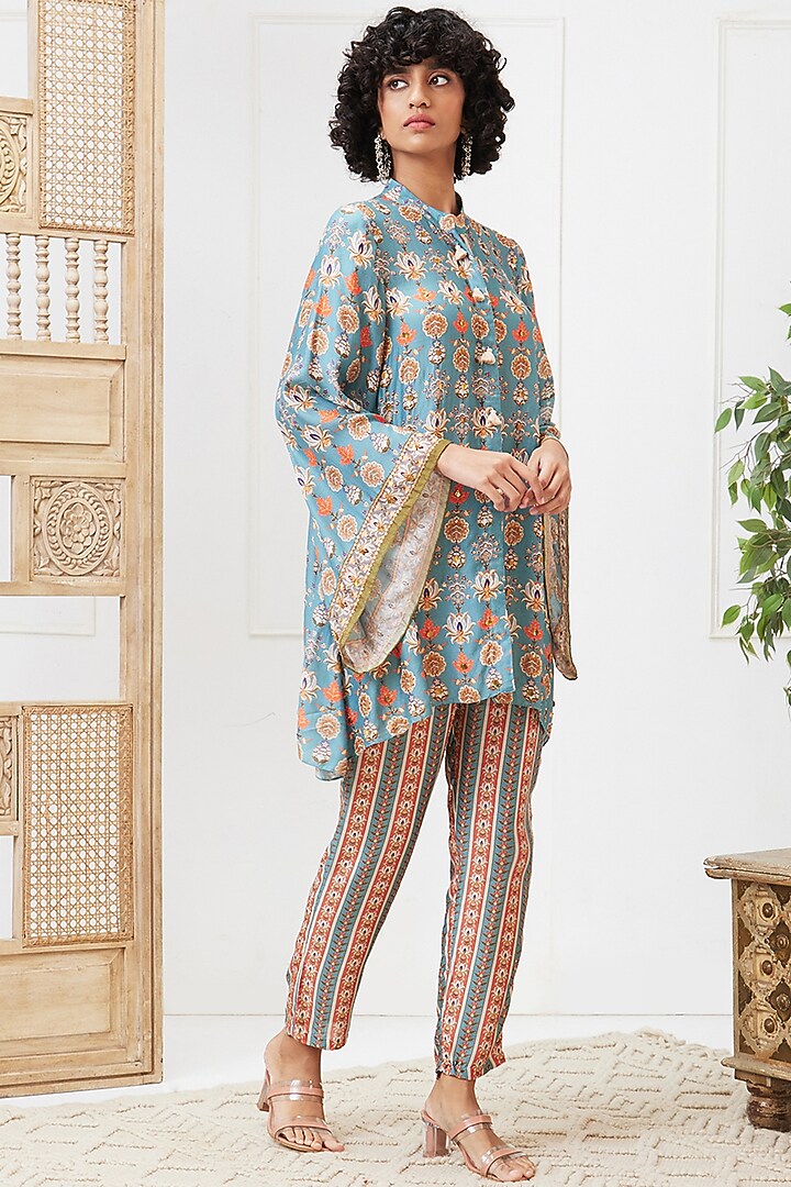 Green Cotton Silk Embroidered Co-Ord Set by Soup by Sougat Paul at Pernia's Pop Up Shop
