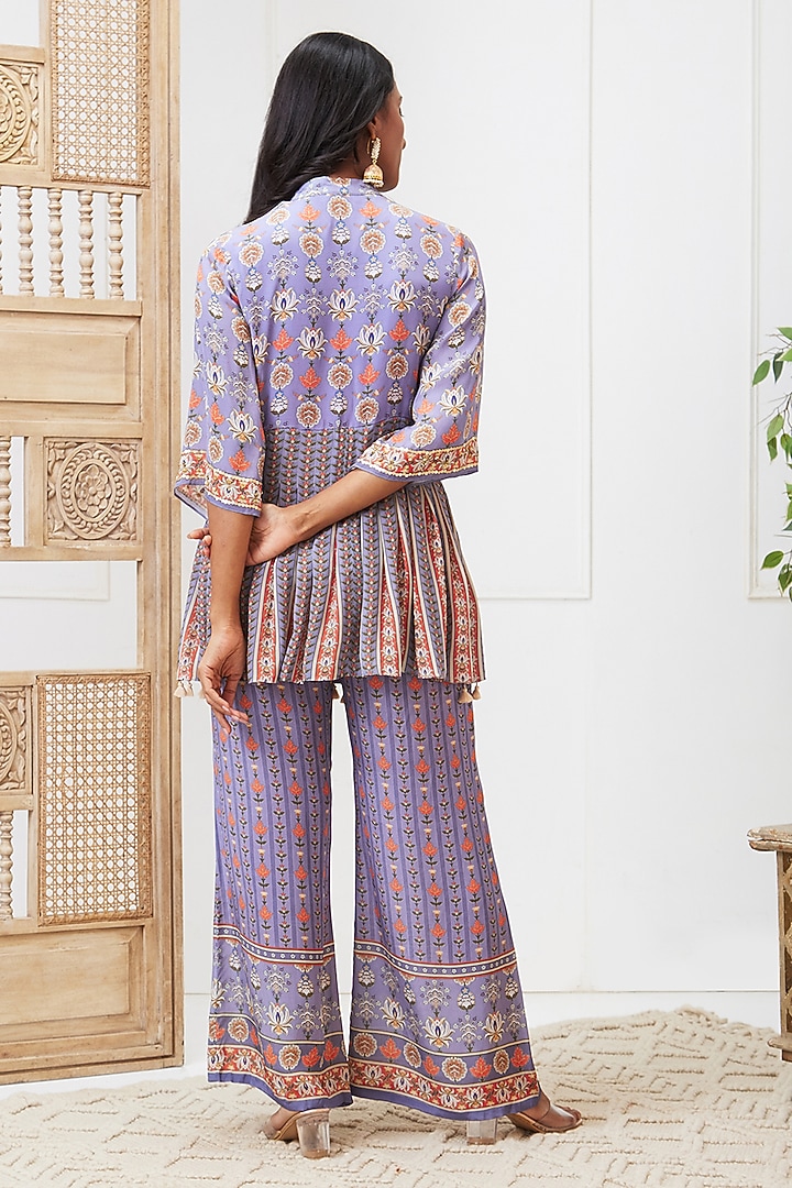 Purple Crepe Embroidered Kurta Set by Soup by Sougat Paul at Pernia's Pop Up Shop