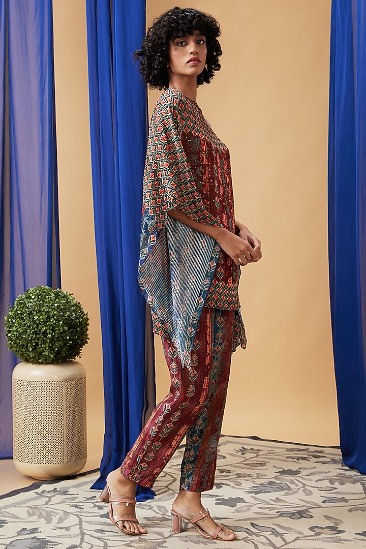 Maroon Crepe & Silk Co-Ord Set by Soup by Sougat Paul at Pernia's Pop Up Shop
