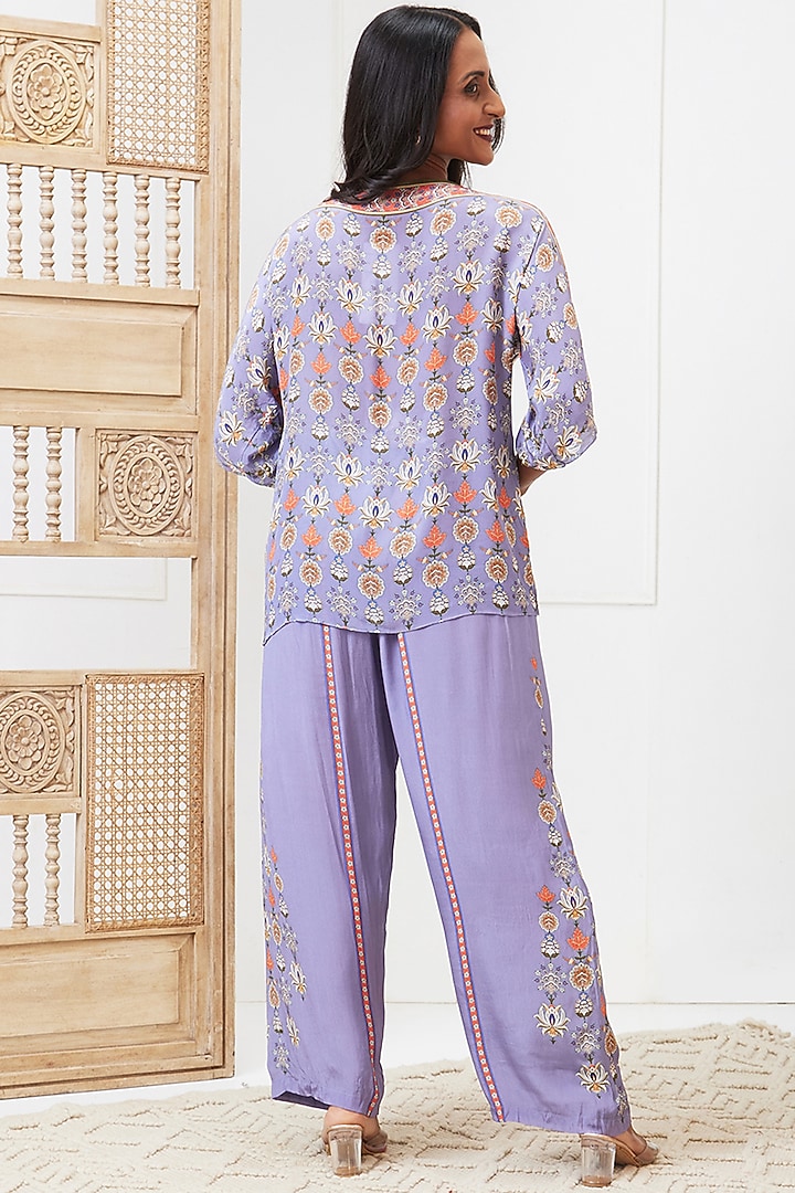 Purple Crepe Embroidered Co-Ord Set by Soup by Sougat Paul at Pernia's Pop Up Shop