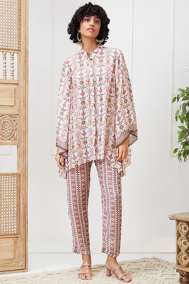 Pink Cotton Silk Embroidered Co-Ord Set by Soup by Sougat Paul at Pernia's Pop Up Shop