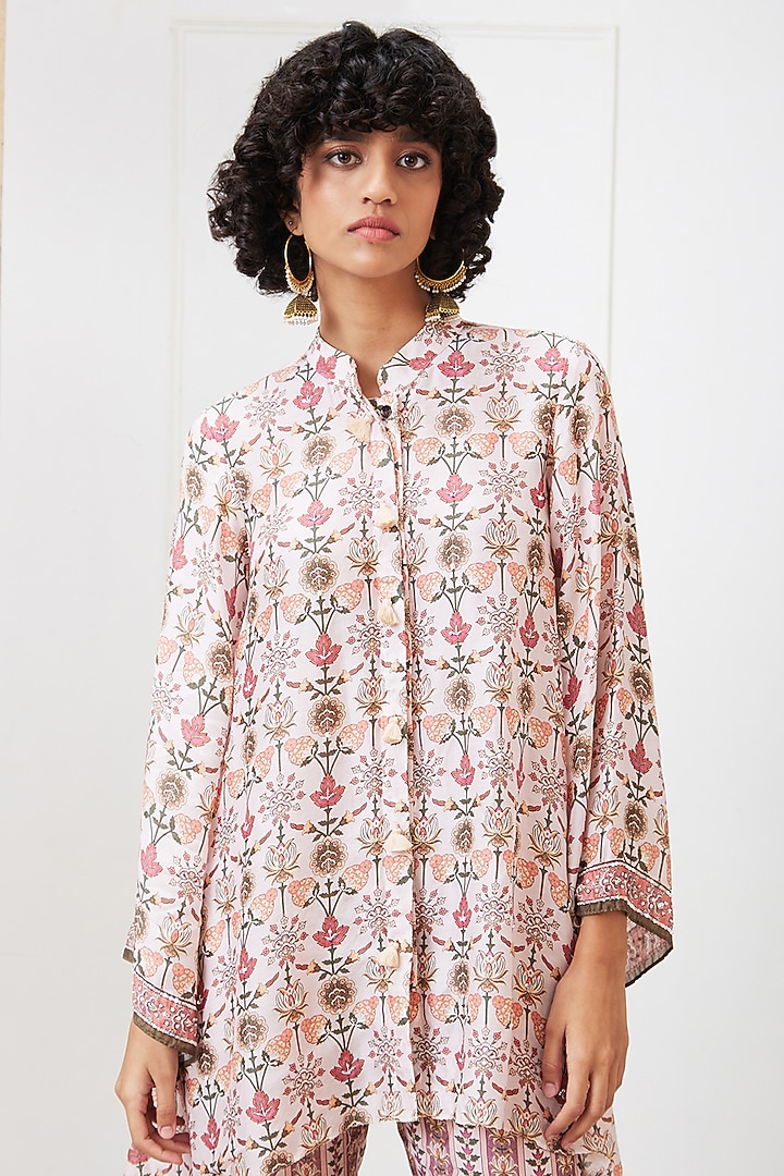 Pink Cotton Silk Embroidered Co-Ord Set by Soup by Sougat Paul at Pernia's Pop Up Shop