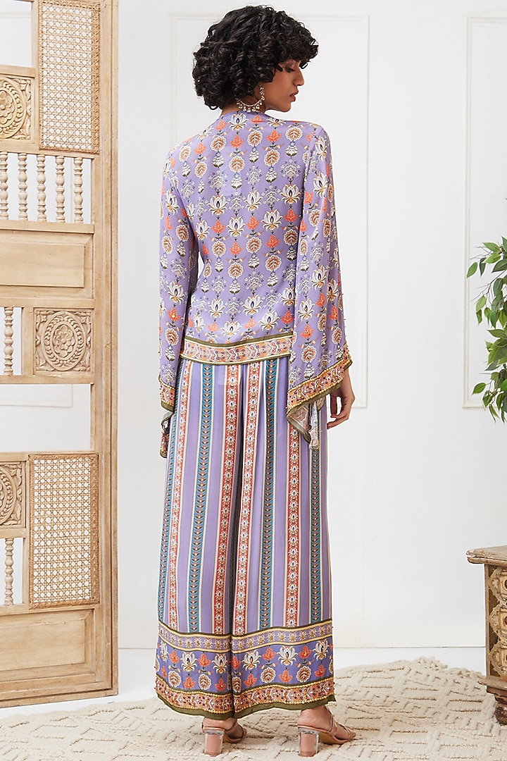 Purple Crepe Embroidered Co-Ord Set by Soup by Sougat Paul at Pernia's Pop Up Shop