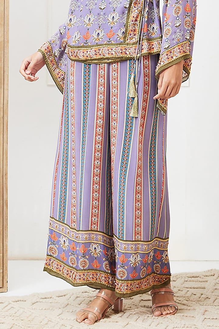 Purple Crepe Embroidered Co-Ord Set by Soup by Sougat Paul at Pernia's Pop Up Shop