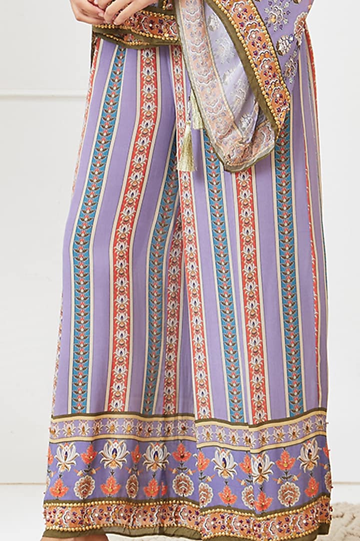 Purple Crepe Embroidered Co-Ord Set by Soup by Sougat Paul at Pernia's Pop Up Shop