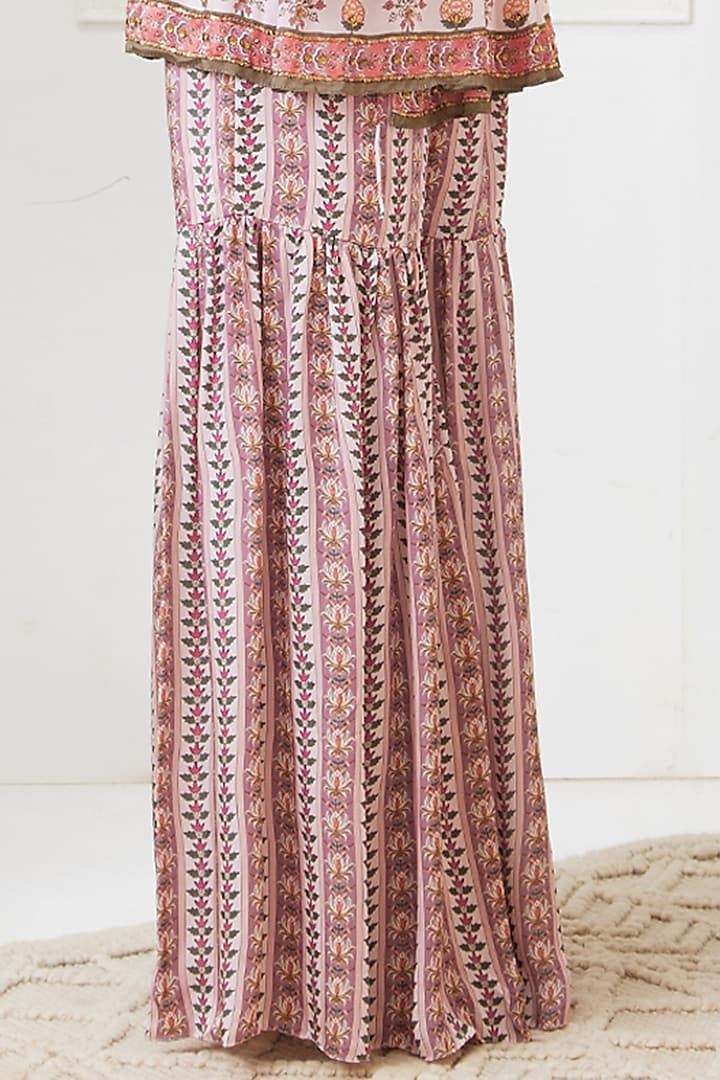 Pink Satin Embroidered Party Wear Sharara Set by Soup by Sougat Paul at Pernia's Pop Up Shop