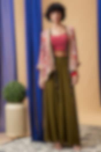 Green Crepe Palazzo Set by Soup by Sougat Paul at Pernia's Pop Up Shop