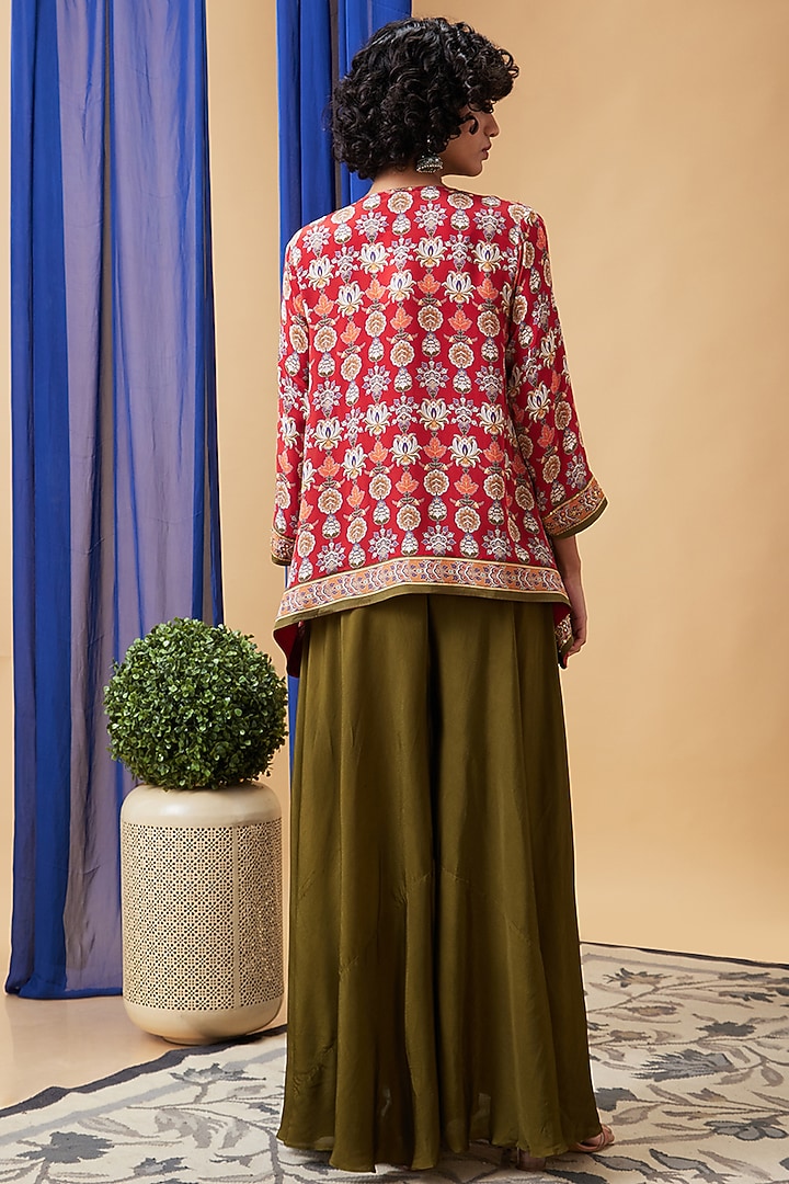 Green Crepe Palazzo Set by Soup by Sougat Paul at Pernia's Pop Up Shop