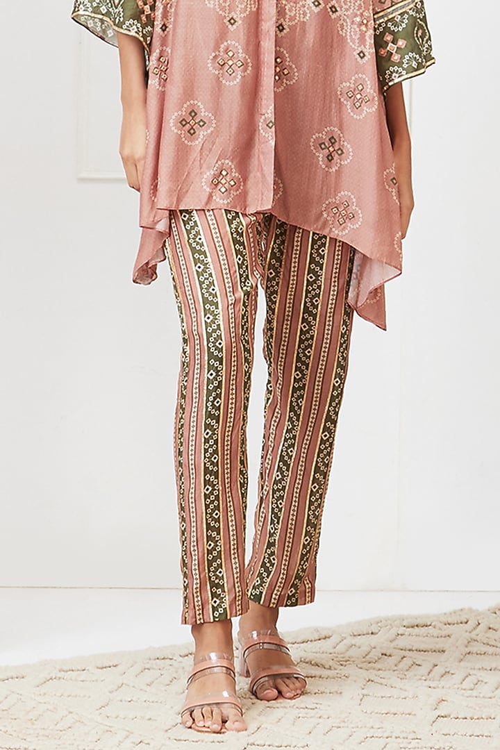 Beige Cotton Silk Bandhej Printed Co-Ord Set by Soup by Sougat Paul at Pernia's Pop Up Shop