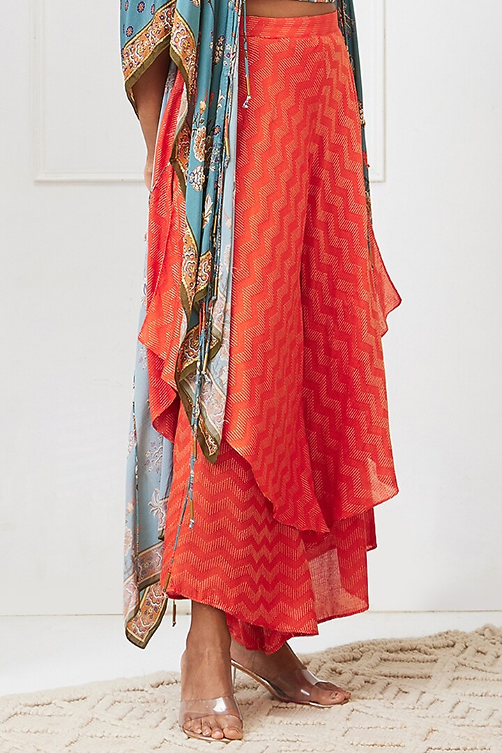 Blue Crepe Embroidered Jacket Set by Soup by Sougat Paul at Pernia's Pop Up Shop