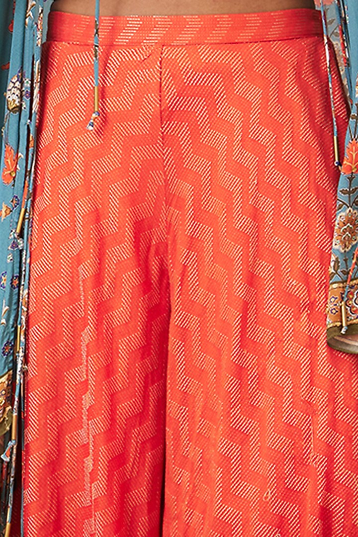 Blue Crepe Embroidered Jacket Set by Soup by Sougat Paul at Pernia's Pop Up Shop