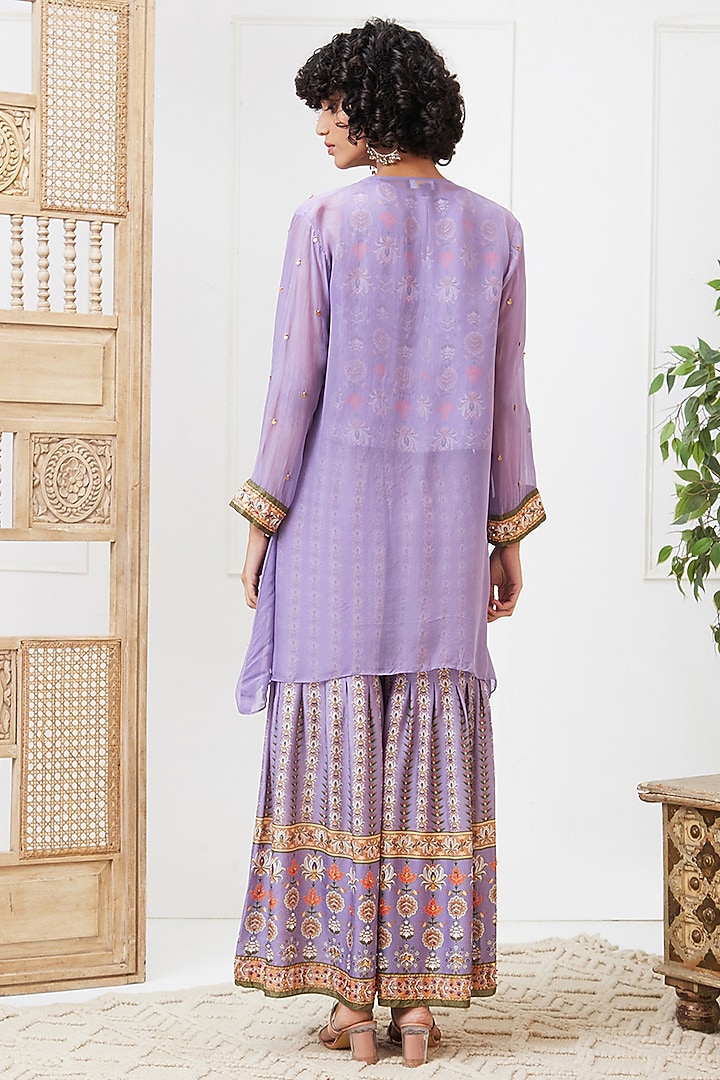 Purple Organza Embroidered Jacket Set by Soup by Sougat Paul at Pernia's Pop Up Shop