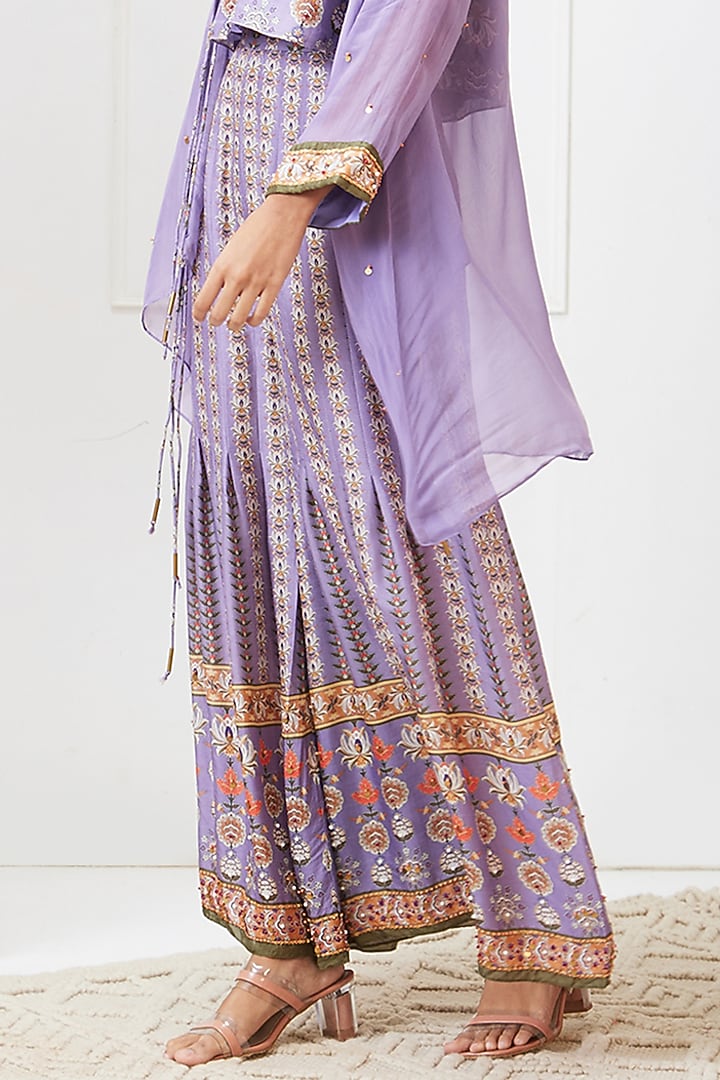 Purple Organza Embroidered Jacket Set by Soup by Sougat Paul at Pernia's Pop Up Shop
