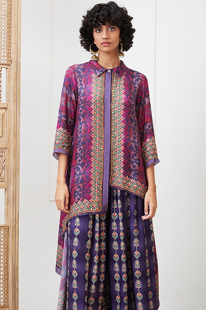 Purple Crepe Pant Set by Soup by Sougat Paul at Pernia's Pop Up Shop