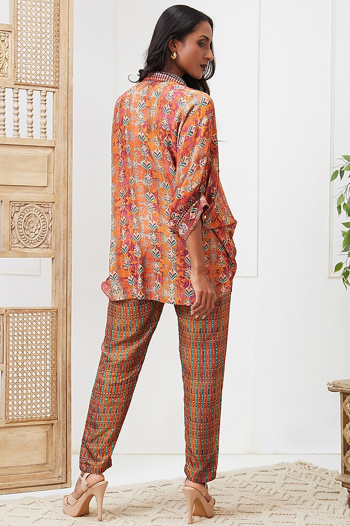 Maroon Silk Embroidered Co-Ord Set by Soup by Sougat Paul at Pernia's Pop Up Shop