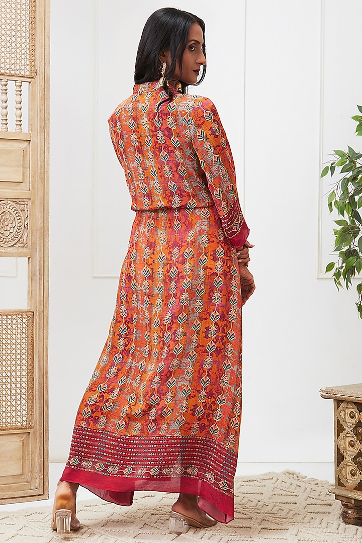 Maroon Crepe Embellished Summer Dress by Soup by Sougat Paul at Pernia's Pop Up Shop