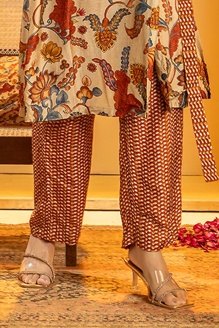 Beige Malaysian Silk & Cotton Silk Embellished Kurta Set by Soup by Sougat Paul at Pernia's Pop Up Shop