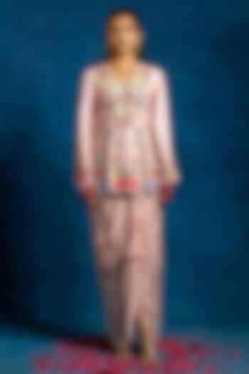 Pink Organza Draped Skirt Set by Soup by Sougat Paul at Pernia's Pop Up Shop