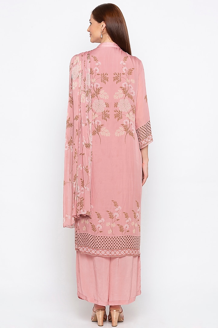 Pink Embroidered Printed Kurta Set by Soup by Sougat Paul at Pernia's Pop Up Shop