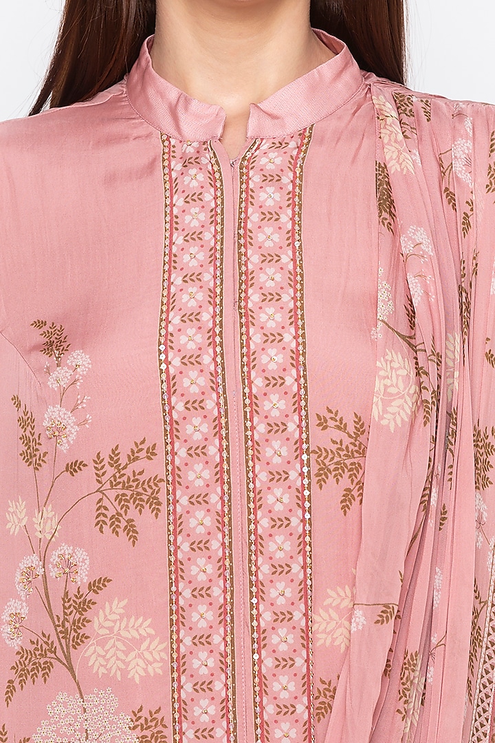 Pink Embroidered Printed Kurta Set by Soup by Sougat Paul at Pernia's Pop Up Shop