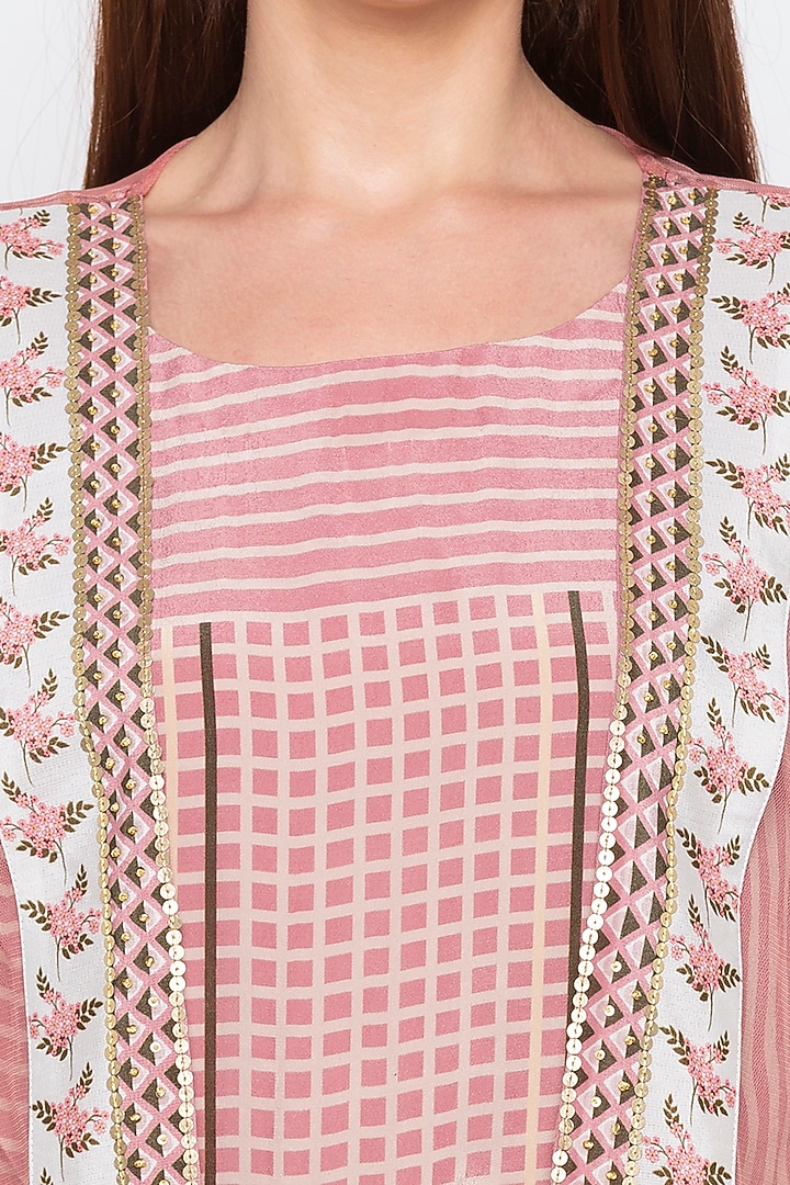 Pink Printed Dhoti Jumpsuit With Jacket by Soup by Sougat Paul at Pernia's Pop Up Shop