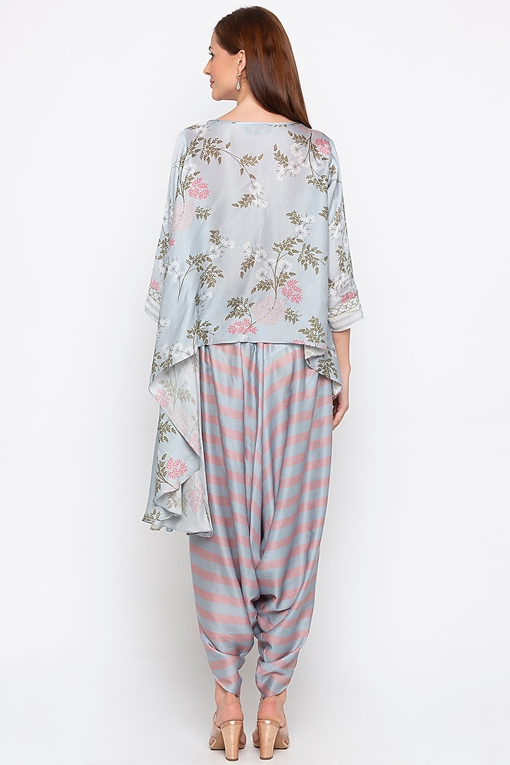 Blue & Pink Printed Top With Dhoti Pants by Soup by Sougat Paul at Pernia's Pop Up Shop