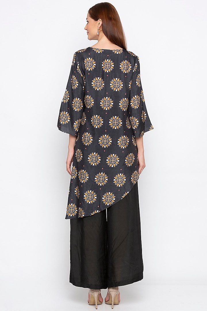 Black & Beige Printed Kurta With Pants by Soup by Sougat Paul at Pernia's Pop Up Shop