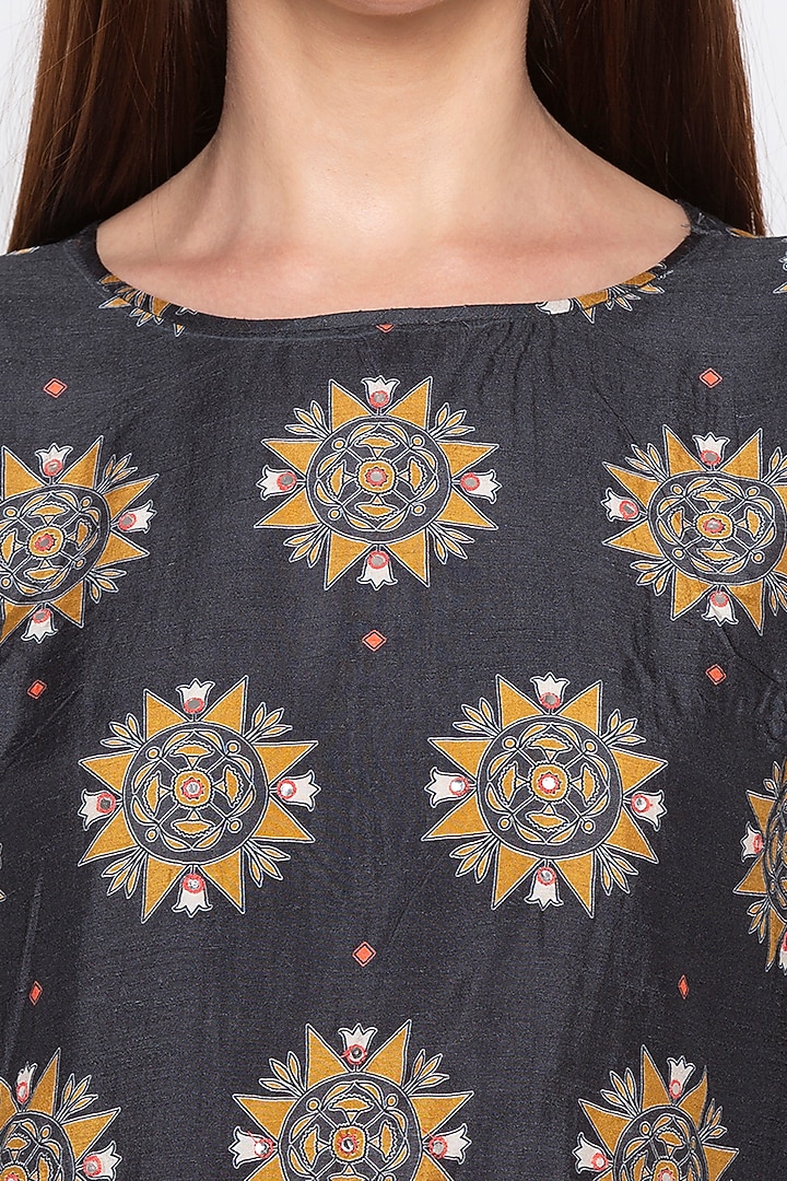Black & Beige Printed Kurta With Pants by Soup by Sougat Paul at Pernia's Pop Up Shop
