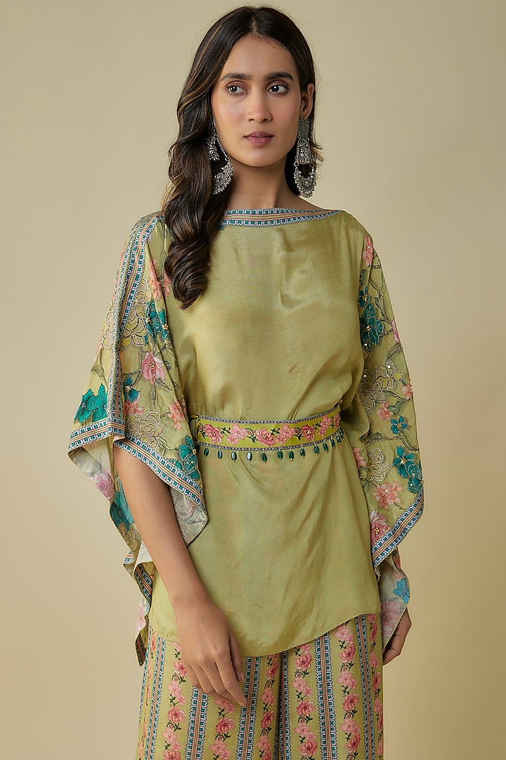 Green Cotton Silk Printed Co-Ord Set by Soup by Sougat Paul at Pernia's Pop Up Shop